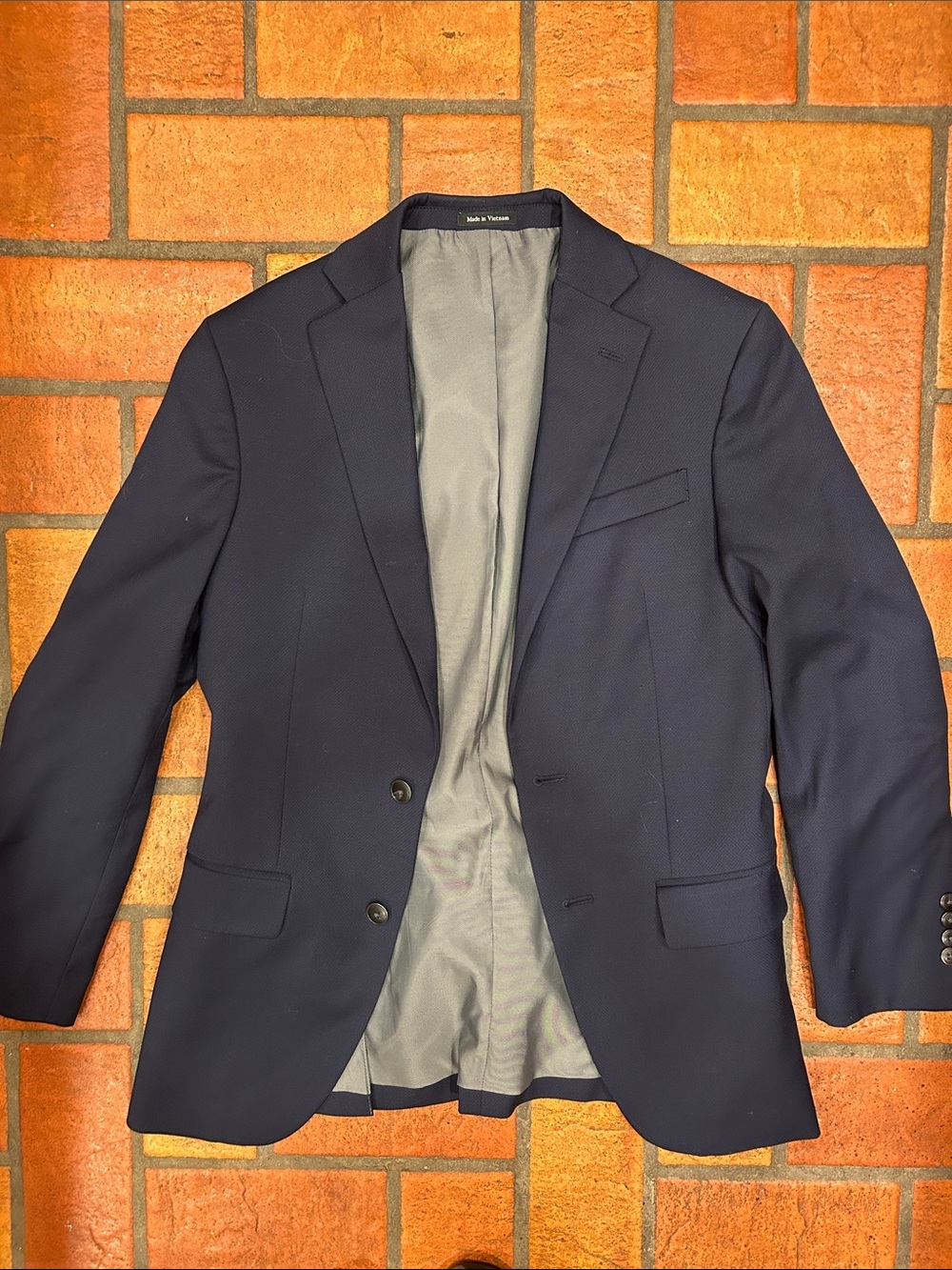 Men's Navy Single-Breasted Blazer with Notch Lapel